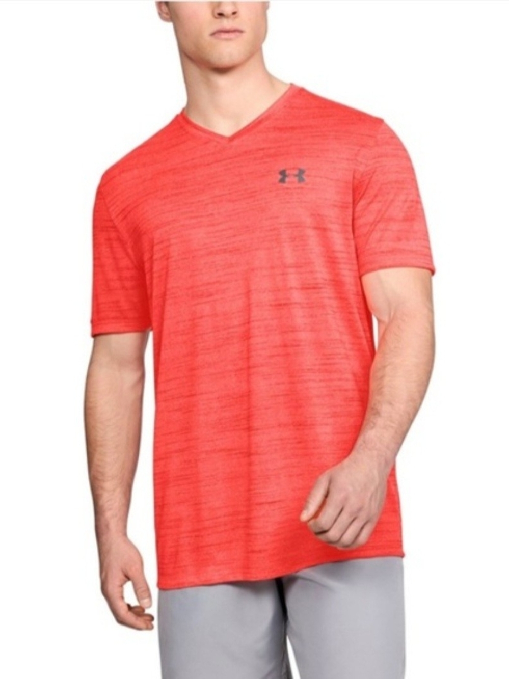 Under Armour Red Heather V-Neck Performance Tee